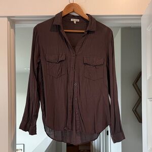 Rag Poets Chic Grey Button Down Shirt